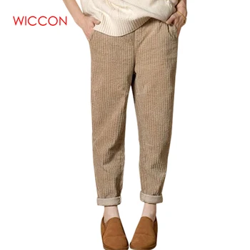 

Autumn New Women Casual Cute Corduroy Harem Pants Winter Loose Students Solid Fashion Elastic Band Brief Trousers Female M-3XL
