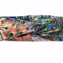 T185015 новейшая хорошая стрейч спандекс Мода с рисунком павлина, удобная и очаровательная Тюрбан повязка для волос