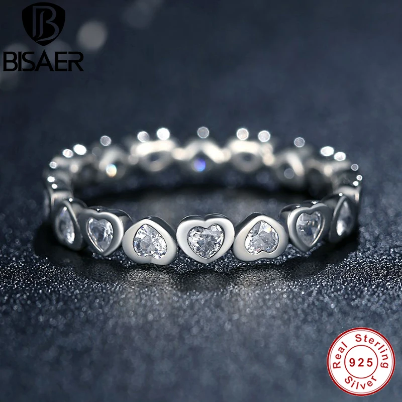 

Authentic 100% 925 Sterling Silver Love Heart Forever More Stackable Ring Clear CZ Compatible With VRC Jewelry Gift HJ7124