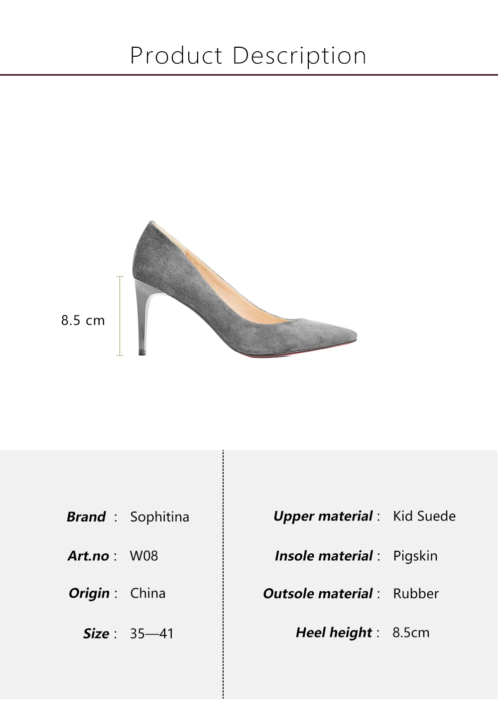 SOPHITINA/Пикантные туфли-лодочки на высоком тонком каблуке. Высококачественные замшевые свадебные туфли без застежки с острым мыском. Модная обувь из натуральной кожи не только наверх, но и внутри. Лидер продаж. W08