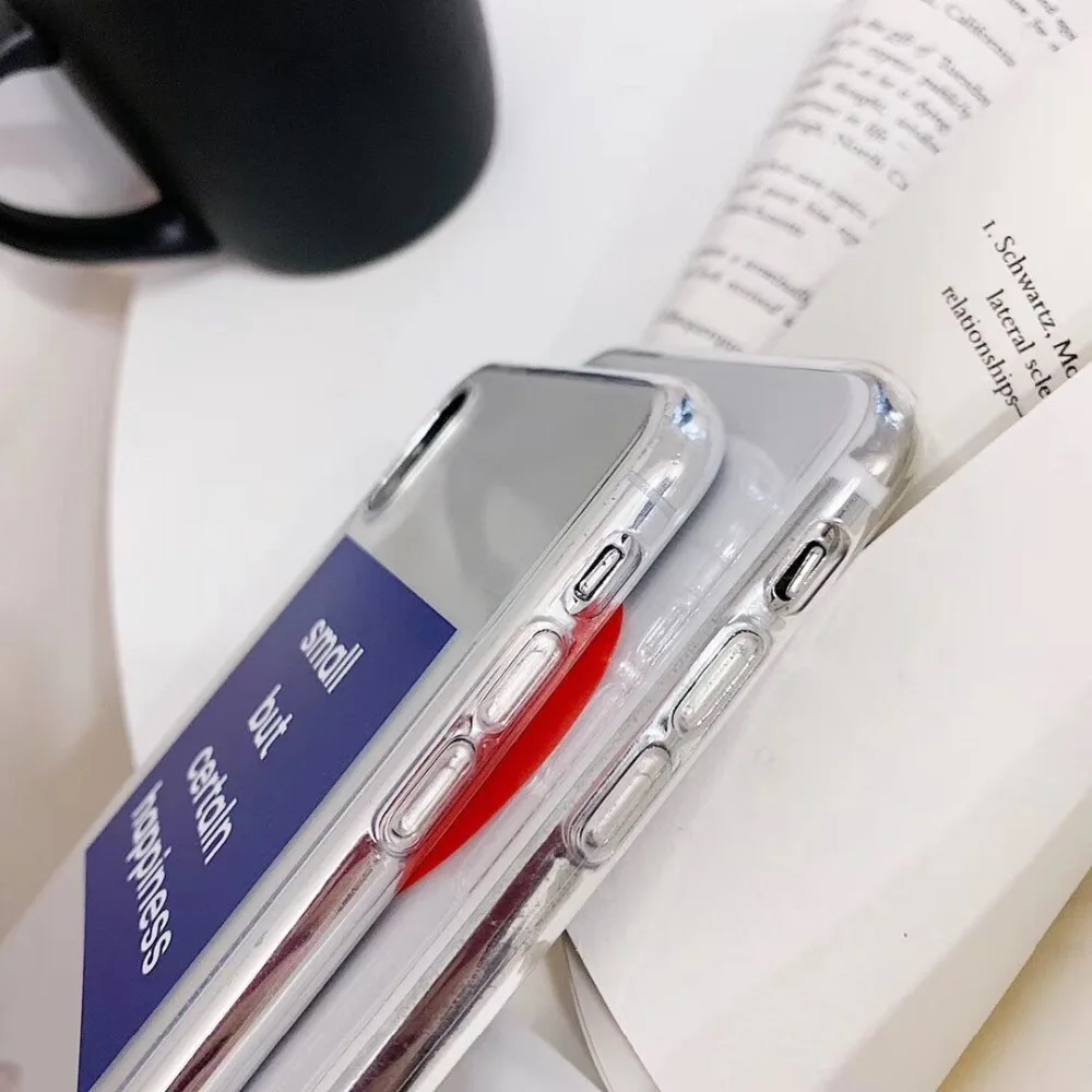 Transparent ins Simple love Couple soft shell For iPhone 7 7Plus 6 6S 6Plus 8 8Plus X XR XS Max Thin and light TPU Anti-fall Phone case08