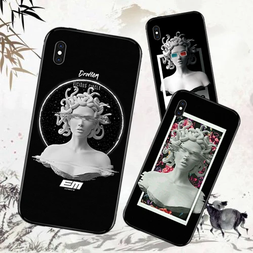 

Medusa Vaporwave Glitch Art Case For iPhone 5 6 6S 7 8 X XR XS Max Silicone Case Soft Cover For Apple iPhone Capa Luxury Coque