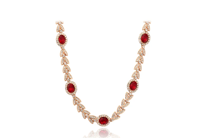 Высокое качество, классическое Хрустальное свадебное ожерелье цвета розового золота, модные ювелирные изделия N205 N215 N216 N276 N310 - Окраска металла: Rose Gold Red
