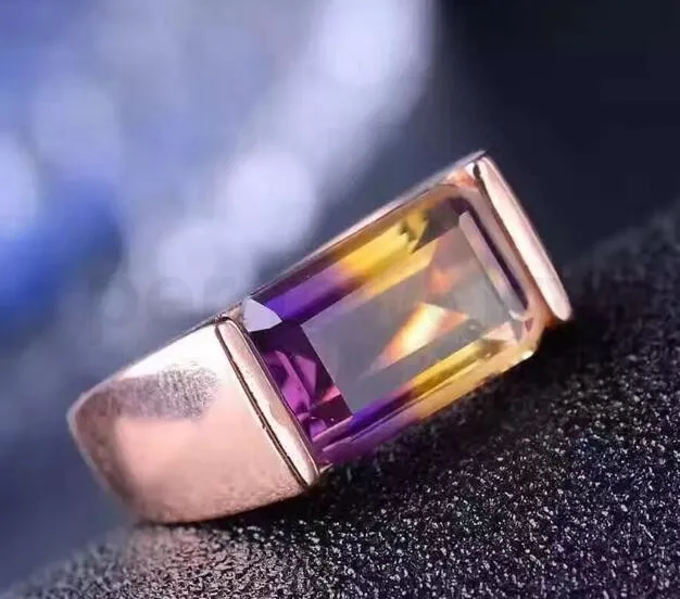 Мужское кольцо, кольцо с аметрином, серебро 925 пробы, 4.2ct, драгоценный камень, хорошее ювелирное изделие, кольцо с надписью Boss, ручная работа, ювелирное изделие B18083101