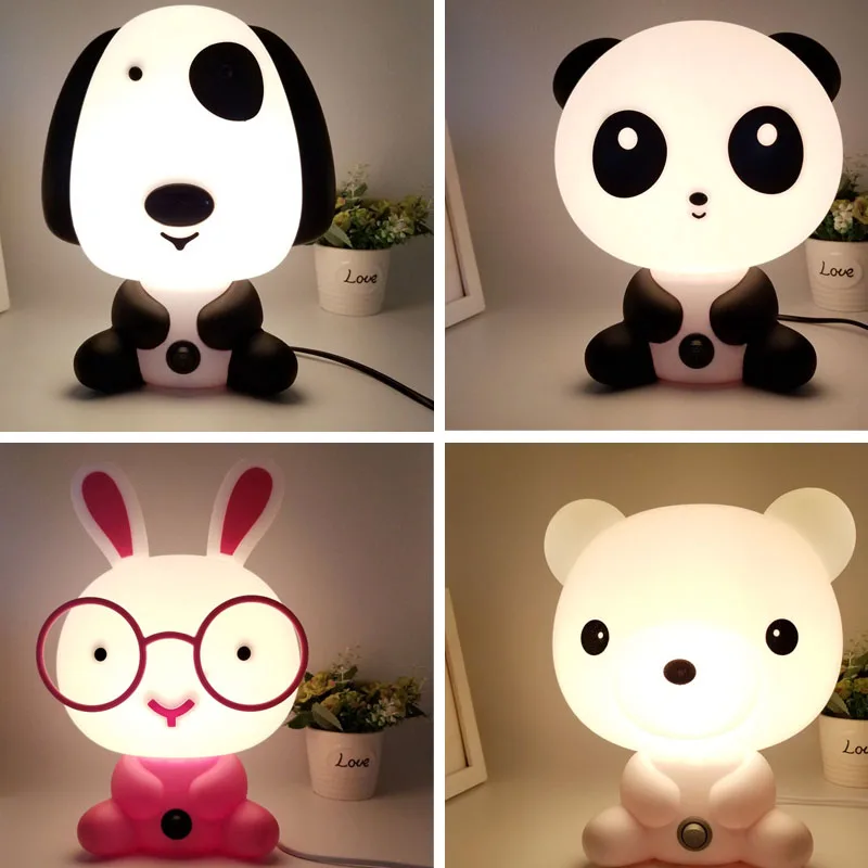 

Panda/Rabbit/Dog/Bear Baby Night Light Plug Cartoon Animal 3D Lamp EU Nursery Children's Bedroom Toys Gifts Decorative Lights