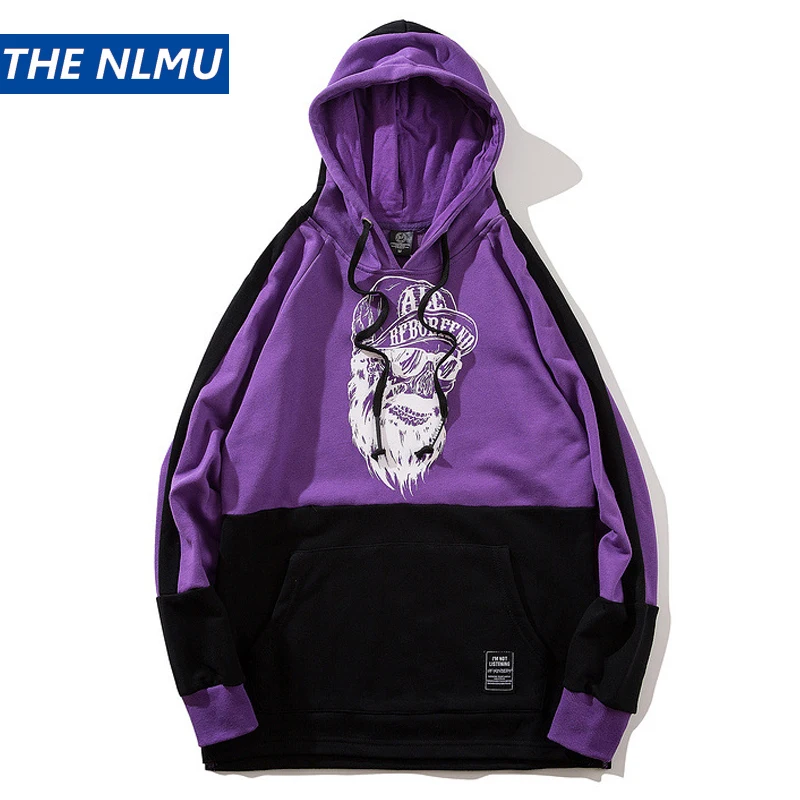 

Hip Hop Patchwork Hoodies Men Streetwear Harajuku Hoodie Pullover 2019 Fashion Autumn Couple Sweatshirt Color Block HW354