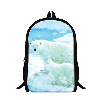

Dispalang 3D Animal White Polar Bear Print Children School Bags For Teenagers College Student Shoulder Backpack Men's Travel Bag