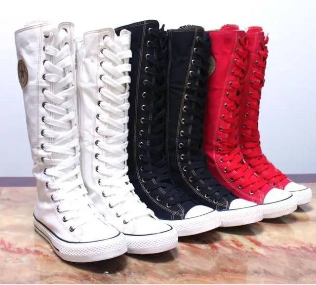 knee high canvas boots