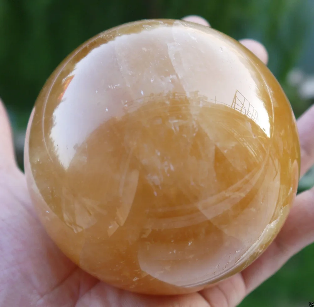 

SCY fa88004309112<<<+Natural Citrine Calcite Quartz Crystal Sphere Ball Healing 69MM +Stand