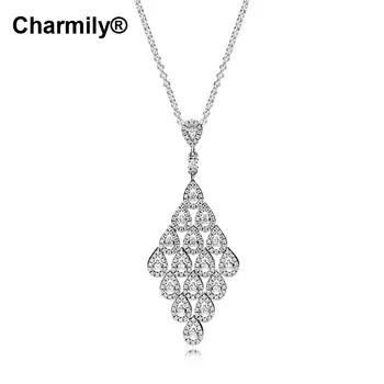 

925 Sterling Silver Sterling Silver Cascading Glamour Necklace & Pendant For Women Original Jewelry Anniversary Gift