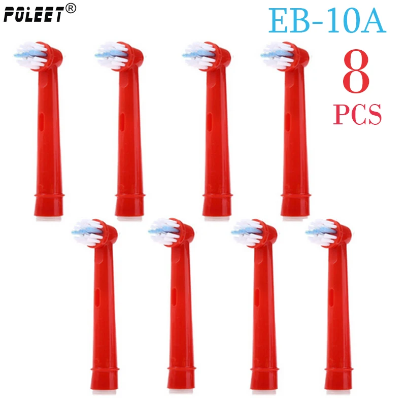 Poleet 8Pcs/Lot Electric ToothBrush Replacement Heads Red EB-10A EB10A EB10-2K For Oral By Hygiene Kids Toothbrush Head | Бытовая
