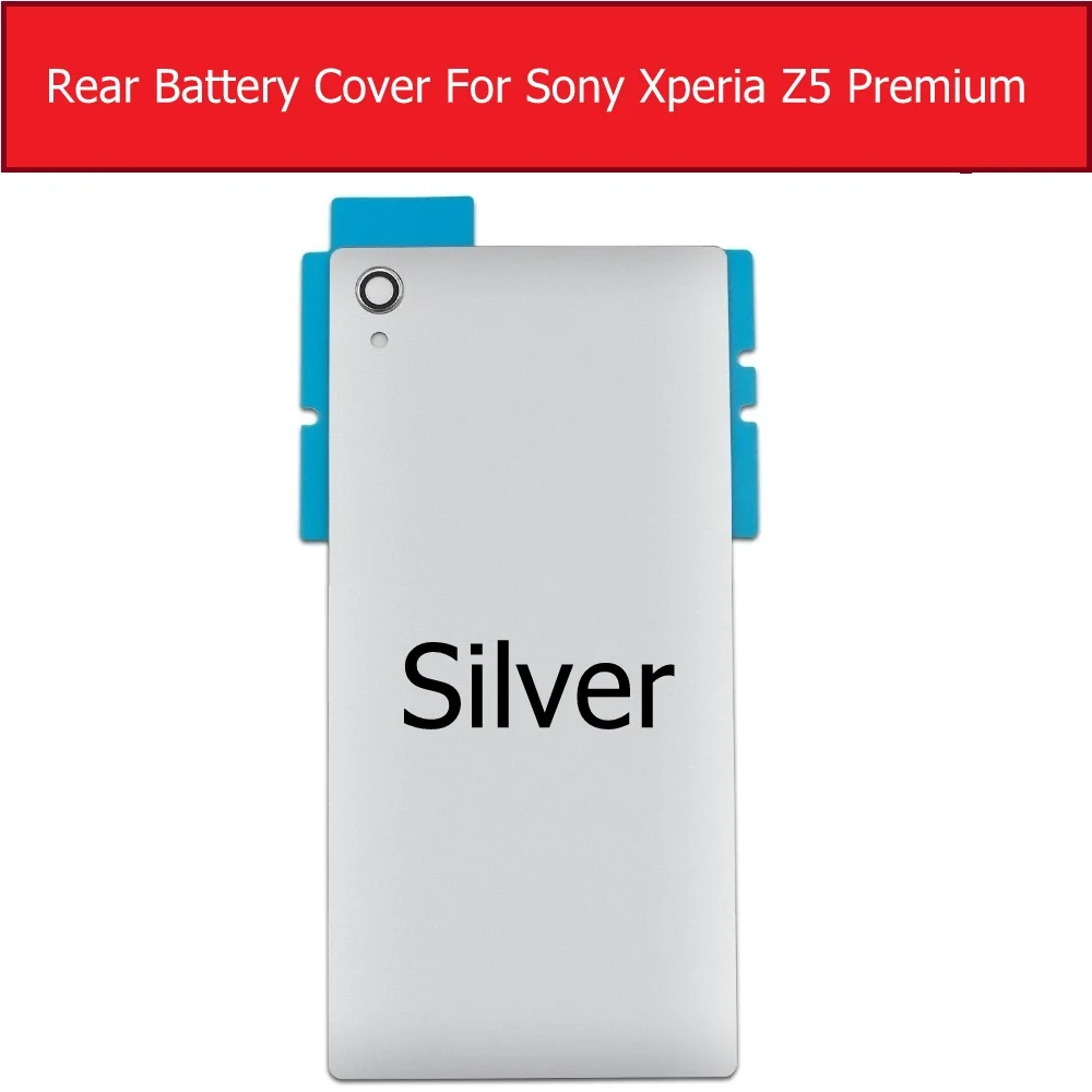 Задняя крышка батарейного отсека для sony Xperia Z5 Premium E6883 E6866 E6853 Daul Задняя стеклянная крышка чехол+ 1 пленка бесплатно - Цвет: Silver