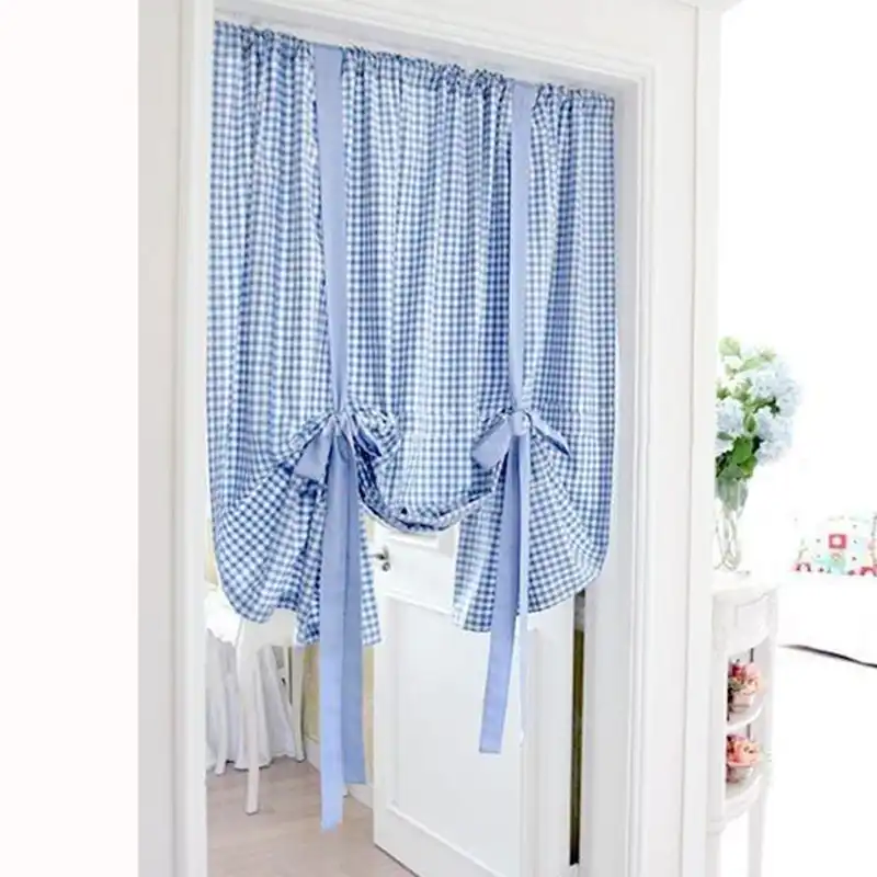 Kitchen Short Curtains Plaid Roman Blinds Door Curtain Pelmet