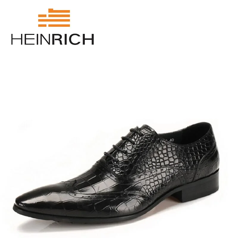 

HEINRICH 2018 New Oxford Shoes Men Genuine Leather Men Shoes Wedding Dress Leather Flats Shoes Comfortable Mens Suit Shoes