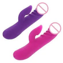 Clitoral Vibrator 2 in 1 G Spot Clit Vibrator Silicone font b Dildo b font Vibrator