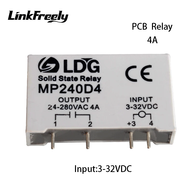

MP240D4 10pcs SPST PCB Solid State Relay 4Pin PLC SSR 24V -280VAC Output Input 3V 3.3V 5V 12V 24VDC Voltage Relay Switch Module