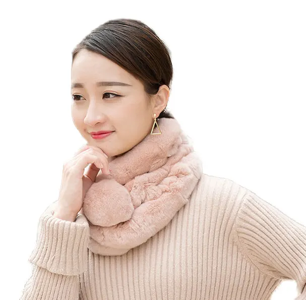

Women's Fashion Winter Warm Soft Rabbit Fur Scarf Genuine Rabbit Fur Wraps Real Fur Scarves Birthday Gifts For Girls Kids