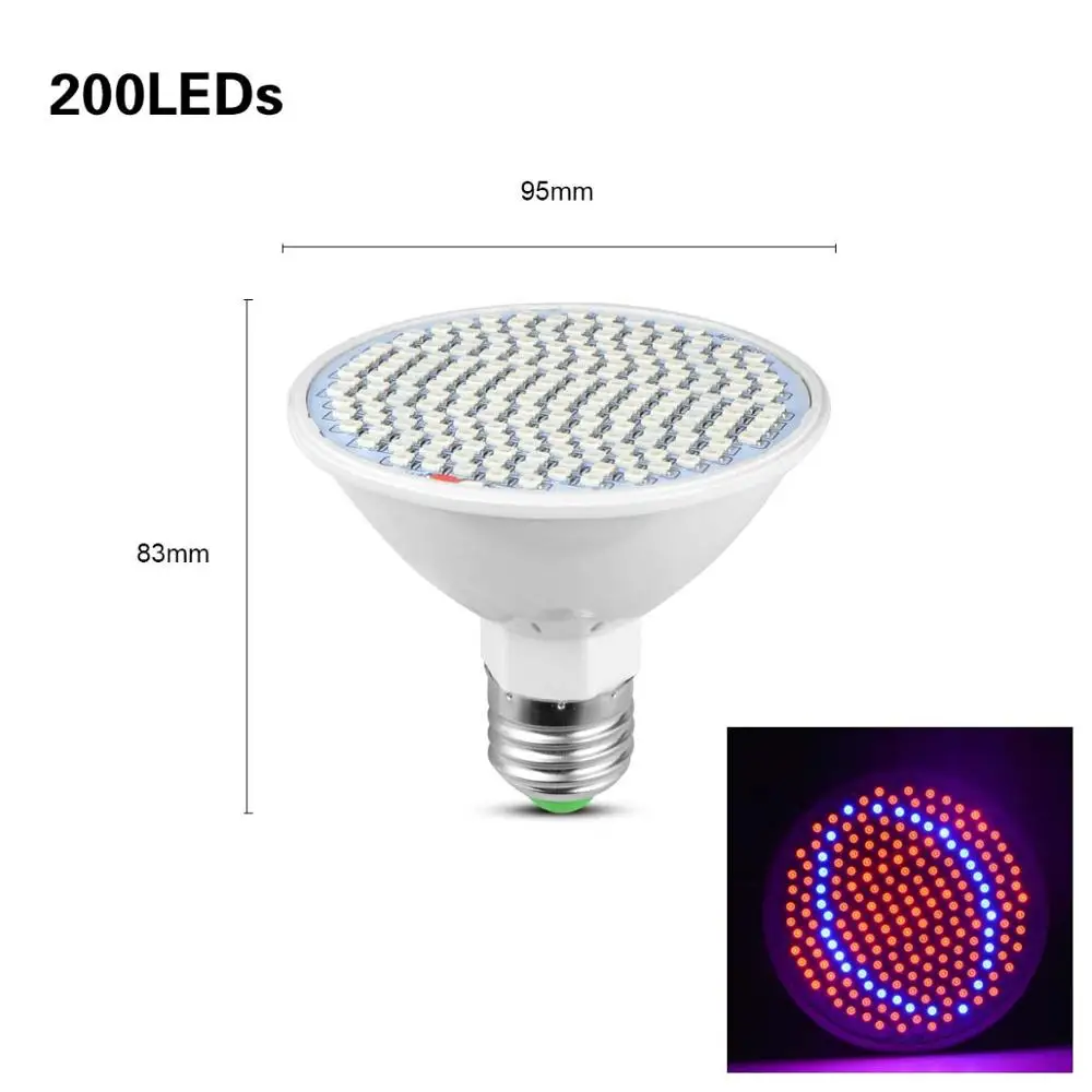 Полный спектр семена для проращивания в помещении цветок, растение, свадебная брошь с/х Светодиодная лампа накаливания 110 V-220 V E27 лампа для выращивания растений с питанием от источника DIY Сад гидропонная теплица освещение - Испускаемый цвет: 200LEDs