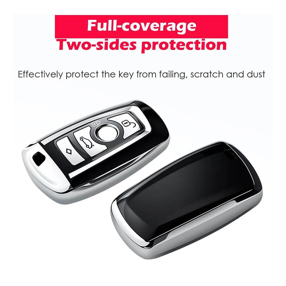 

TPU Car Styling Auto Key Protection Cover Case For BMW 118i 320i 1/3/5/7 Series Car key Bright Plating Soft Silicone Shell Fob