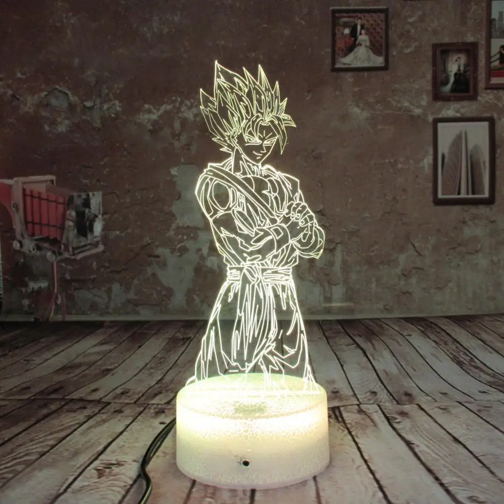 Dragon Ball Z Super Saiyan God Goku экшн фигурки 3D настольная лампа 7 цветов меняющая