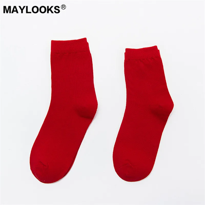 Maylooks красный чёсаный хлопок сезон осень зима носки без пятки Носки natal