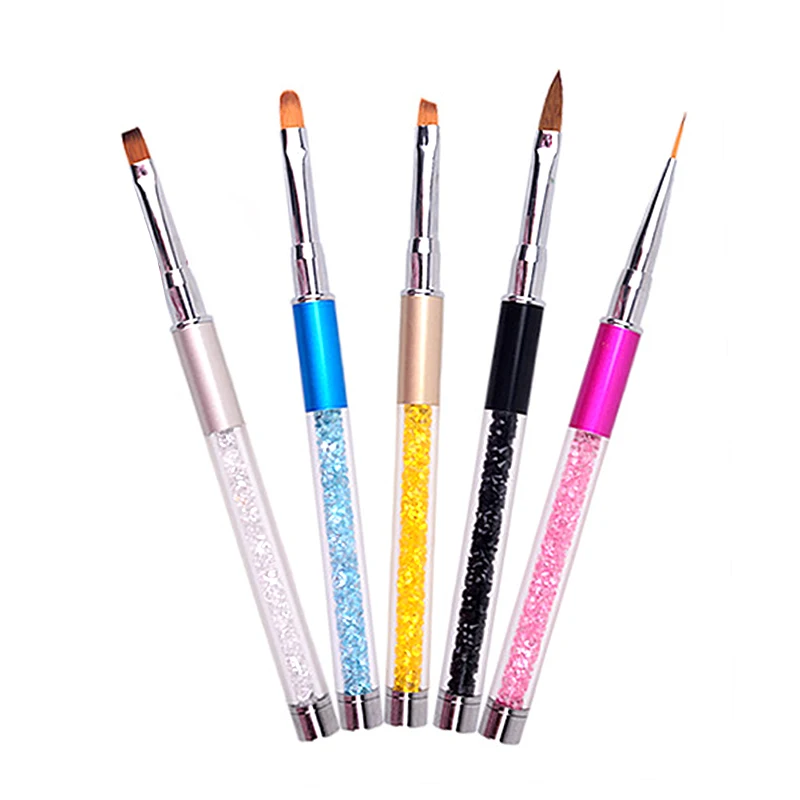 

1 Stks 5 Kleuren Fashion Easy To Use Nail Art Crystal Acrylic Painting Drawing Polish Brush Pen Tool Pennen Nail Art Accessoires
