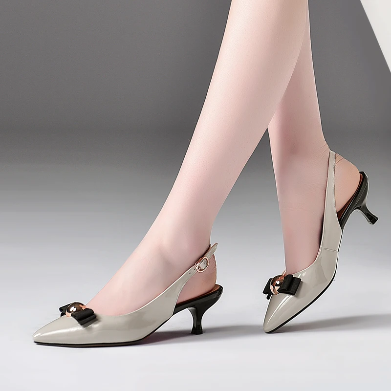 

High Heels Women Platform Pumps Ankle Strap Genuine Leather Shoes Woman Ladies Pointed Toe High Heels Dress Party Shoes