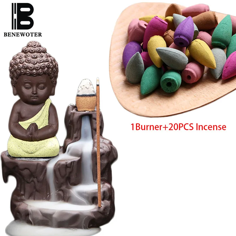 20 шт. конусы для благовоний и курильница в виде Будды|backflow incense burner|incense burnerbuddha burner