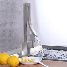 Европейский кухонный кран на бортике, кухонный смеситель для воды, хромированный квадратный водопад, Griferia Lavamanos, холодный горячий Musluk 1204