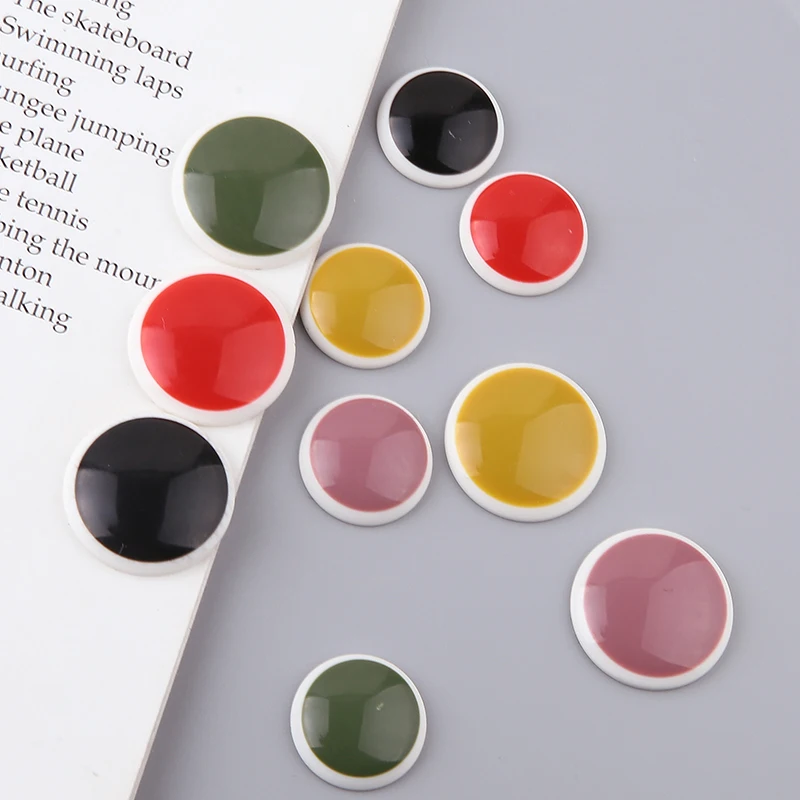 

New style 50pcs/lot 20mm 25mm color print geometry rounds shape resin flatback beads diy jewelry earring pendant accessory