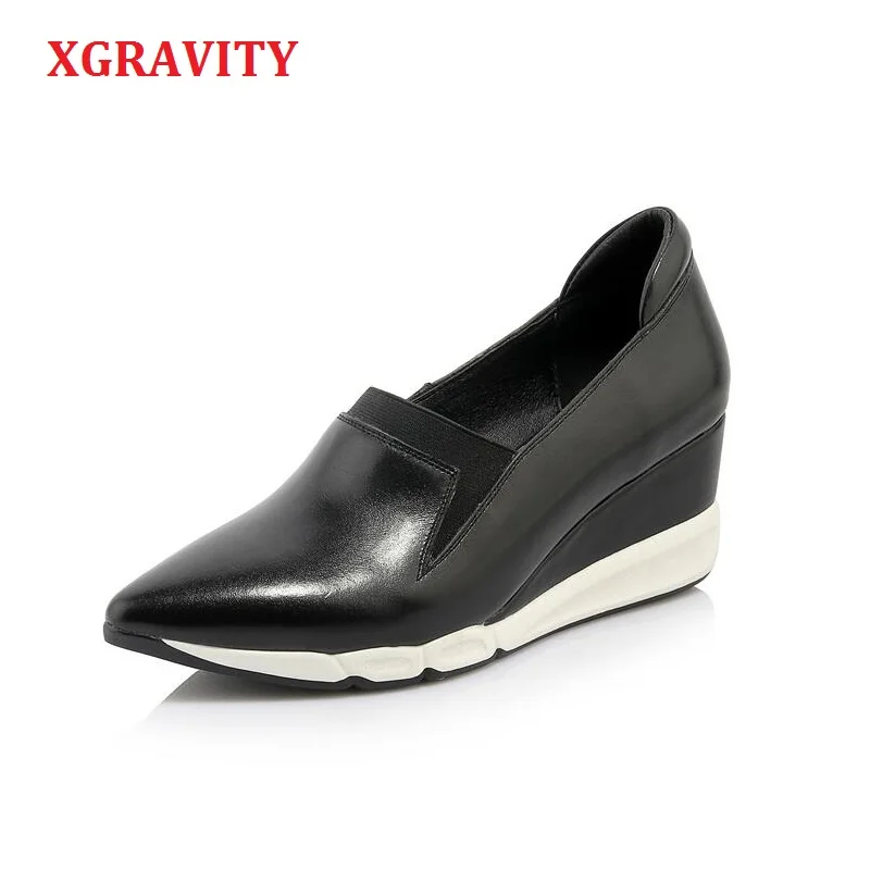 XGRAVITY/модные уникальные женские модельные туфли из натуральной кожи на высоком