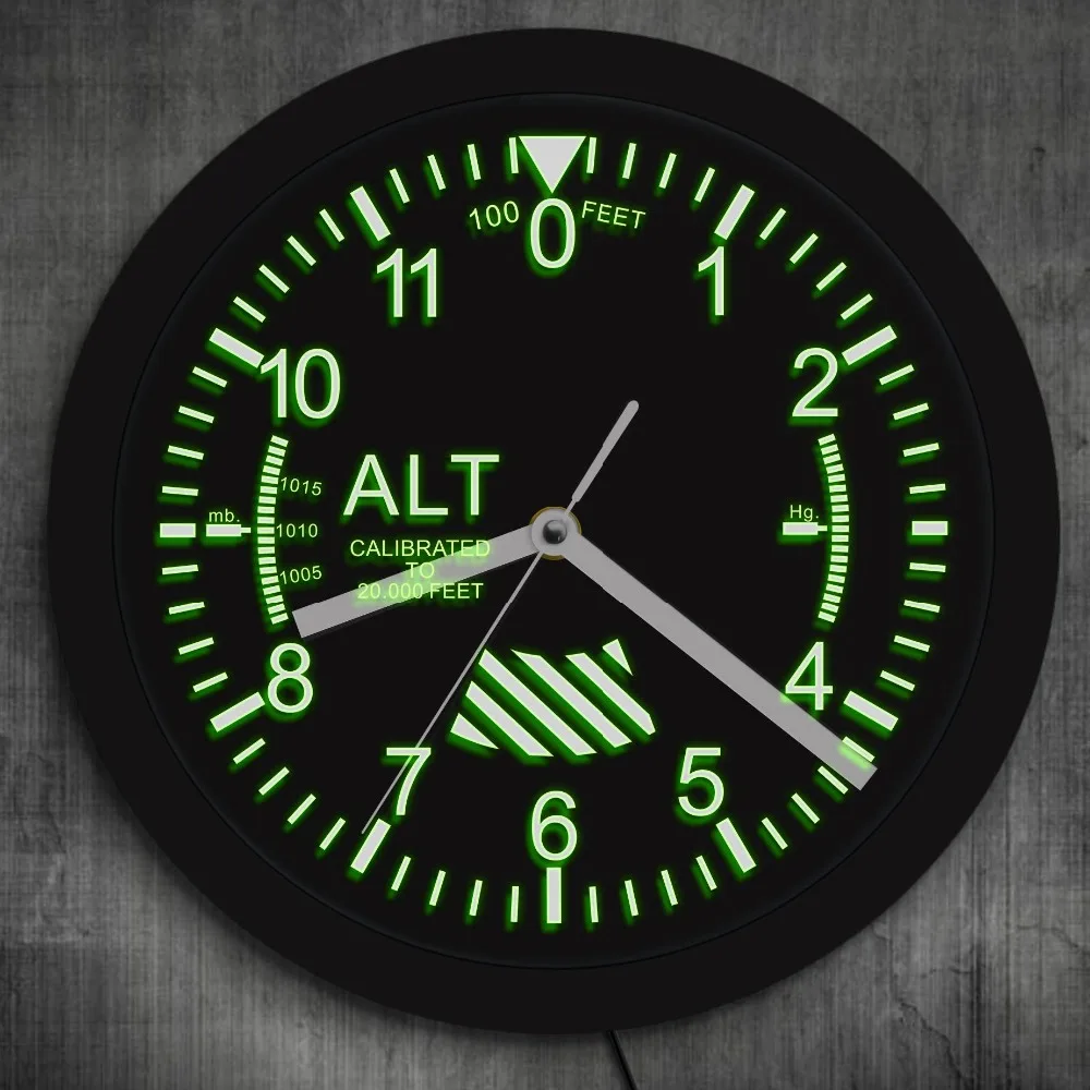 Военный измеритель высоты отслеживающий светодиодный настенные часы высотомер настенные часы Воздушный самолет высотомер инструмент стиль часы подарок для пилота