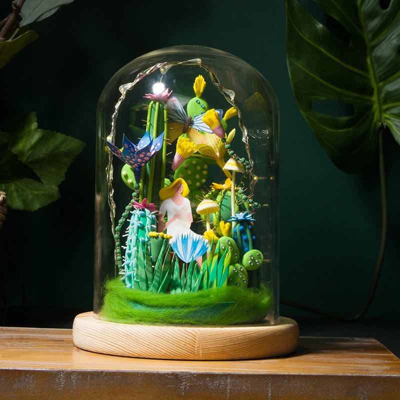 Robotime DIY пушистый слизь цветная глина модели игрушки с стеклянный, со светодиодной лампой Пылезащитный чехол пластилиновые игрушки для