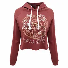 Fashion Womens Casual Loose Long Sleeve Print Hoodie Sweatshirt Autumn Winter Hot Sexy Short Tops