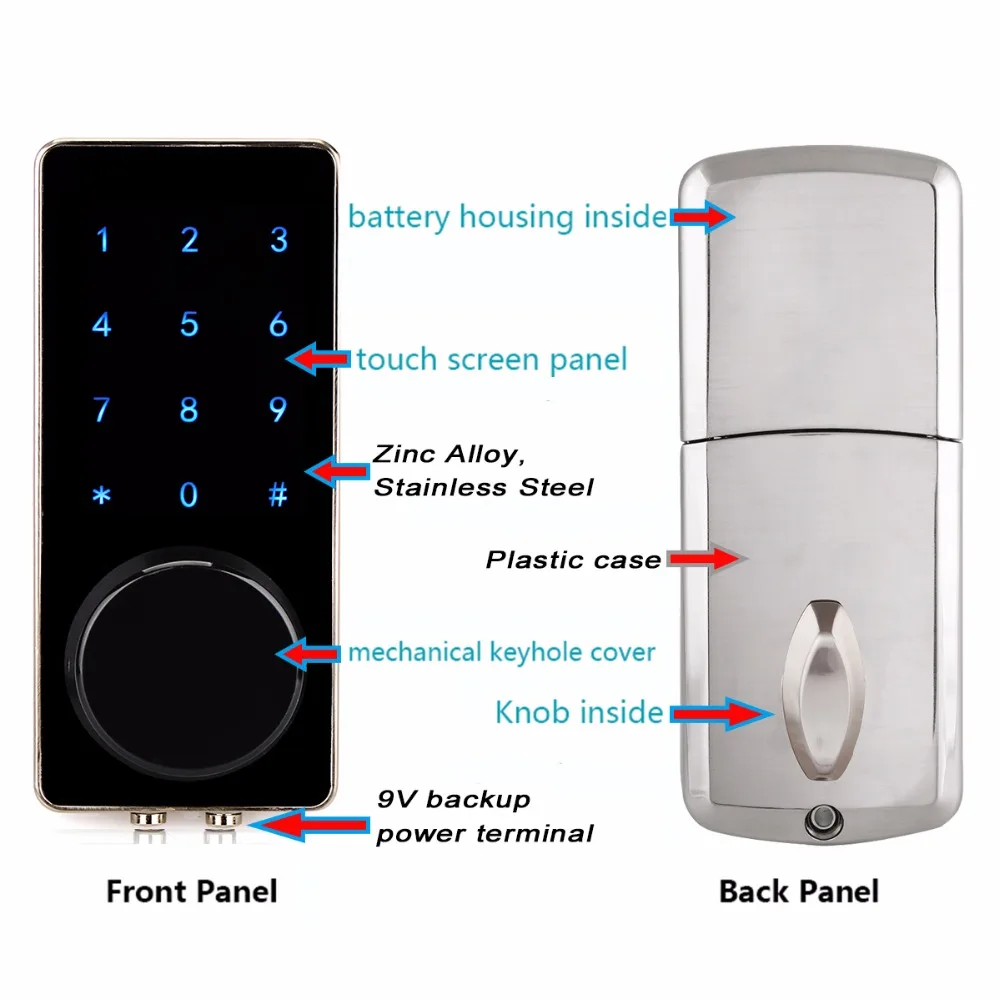  Office Smart Bluetooth Touch Screen Door Lock Digital Password Keypad Door Lock With Smartphone App