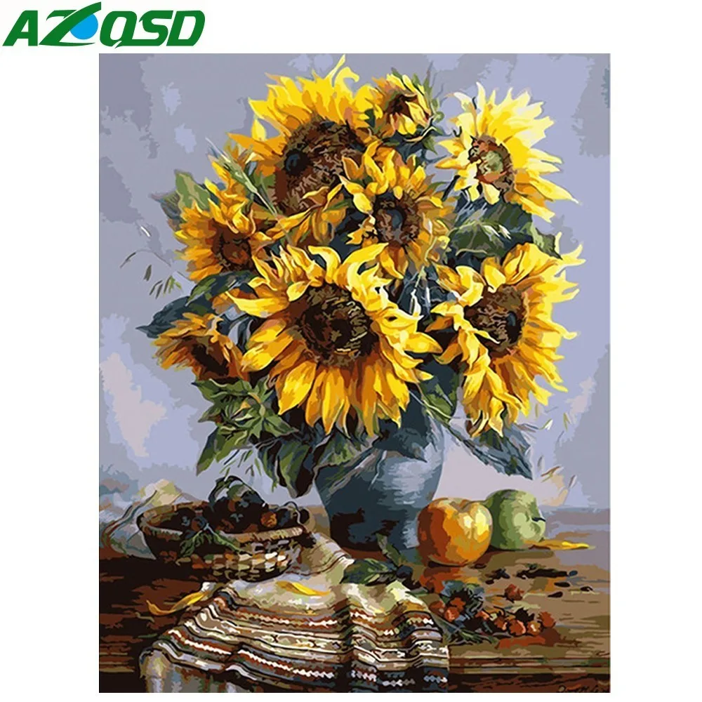 

40x50cm SunFlowers Frmaed picture on wall acrylic oil painting by numbers abstract drawing by numbers unique gift szyh091