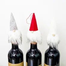 Christmas Wine Bottle Cover Santa Claus Bottle Cover Clothes Kitchen Decoration for New Year Xmas Dinner Party