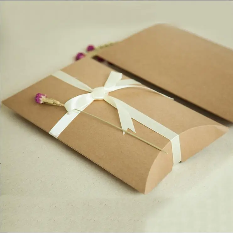 20pcs Wholesale Cute Kraft Paper Pillow cardboard box Gift Box Wedding Favor Gift Candy Box