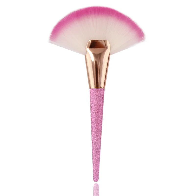 Pink Fan Makeup Brushes Face Loose Powder Foundation Blusher Concealer BB Cream Kabuki Brush (2)