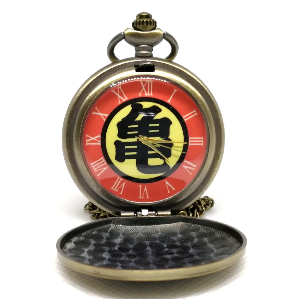 Ретро Бронзовый черепаха Жемчуг дракона GT Kamehameha японская манга кварцевые карманные часы аналоговый кулон ожерелье мужские и женские часы подарок