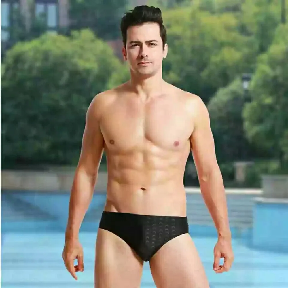 

Men Swim Briefs Imitation Sharkskin Pattern Elastic Quick Drying Breathable Polyester Spandex Beach Swimwear Swimsuit