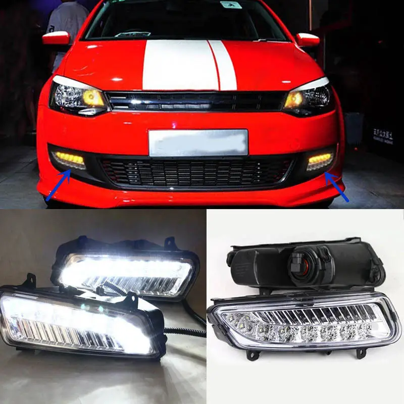 2pcs White LED Daytime Running Light Fog Lamp For Volkswagen Polo 2010