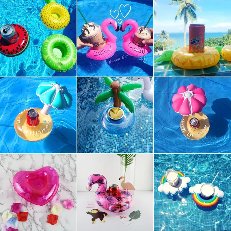 

Mini Water Coasters boia Flamingo Floating inflatable cup holder Swimming pool drink float toy cup stand Water