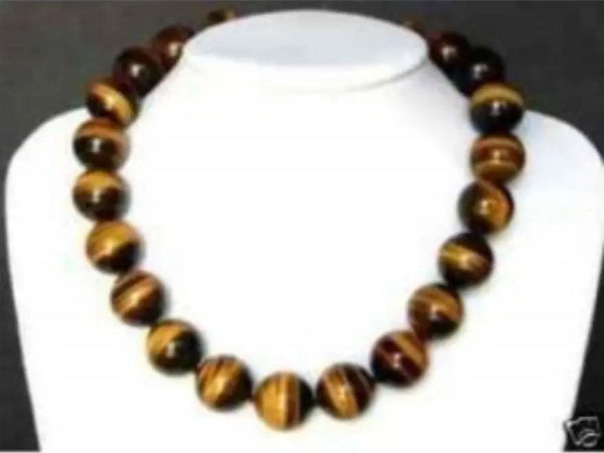 

Beautiful 14MM tiger's-eye beads necklace 18