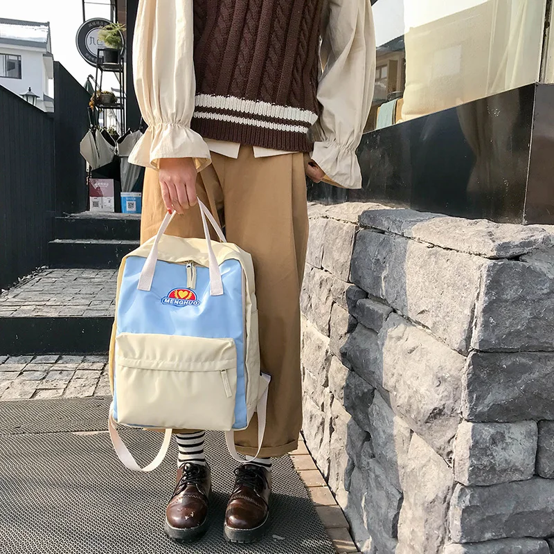 MENGHUO Panelled 2018 Women Canvas Backpack School bag for Girl Ladies Teenagers Casual Travel bags Schoolbag Backpack Mochila (16)