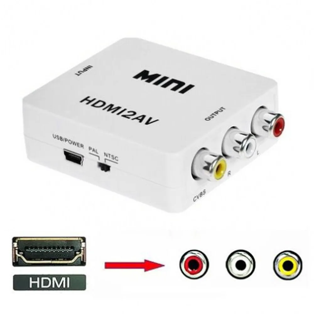 

2018 New Quality Mini HDMI to Mini Composite CVBS RCA AV Video Converter Adapter Box Connectors Old TV 1080p HRCA