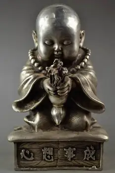 

Miao Silver Carve Little Buddha Sincerity Pray Wishes Come True Lucky Big Statue
