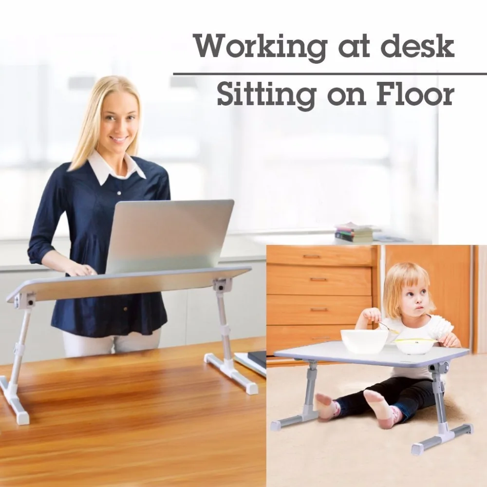Large Size Adjustable Laptop Bed Coach Table Portable Standing Desk Foldable Sofa Breakfast Tray Notebook Stand Reading Kid Desk