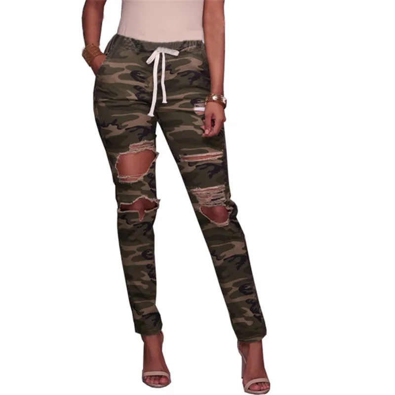 Womens Tight Jeans Chain Ripped Jeans Pants Hole Trousers