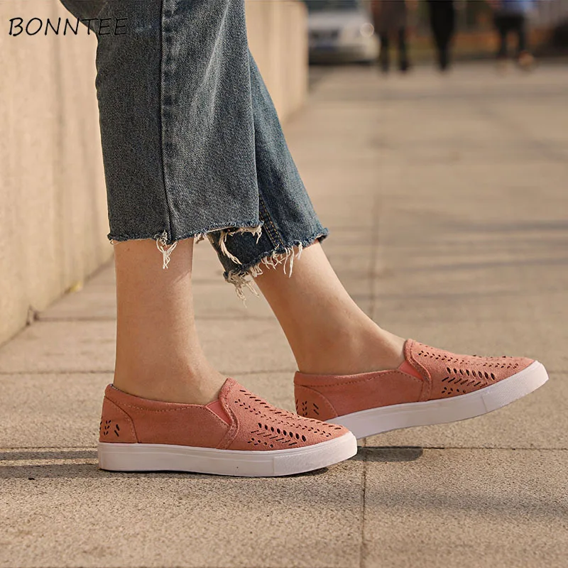 

Vulcanize Shoes Women Cut-outs Shallow Breathable Sweet Sneakers Womens Daily Slip-On Simple Female Trendy Lightweight Footwear